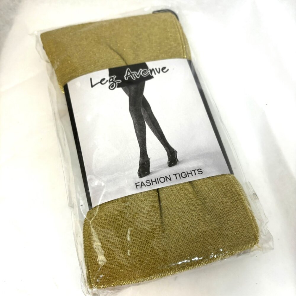 Leg Avenue Gold Sparkle Lurex Fashion Tights #7120 - Picture 4 of 9